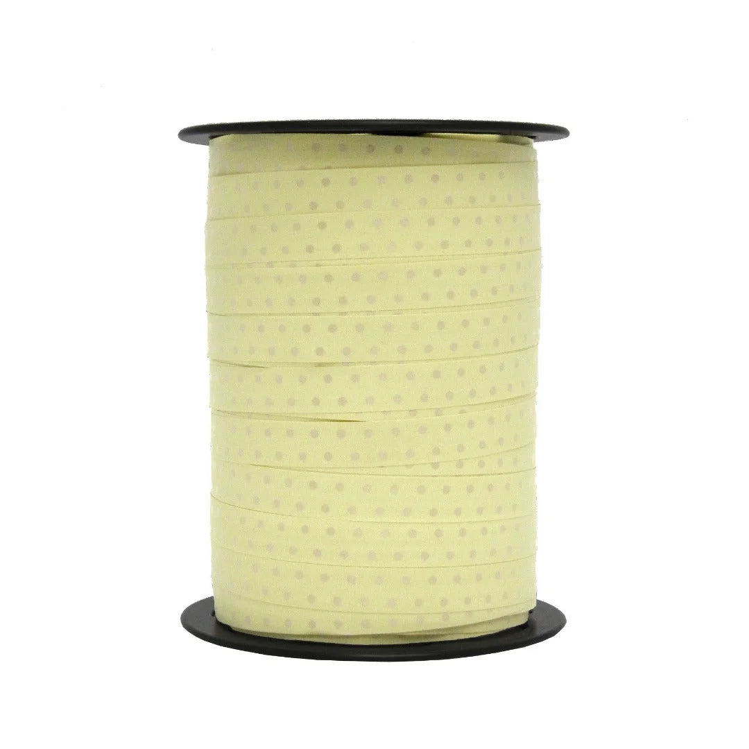 Bolduc pois brillants coloris crème 10 mm 225 m pour emballage cadeau et composition florale
