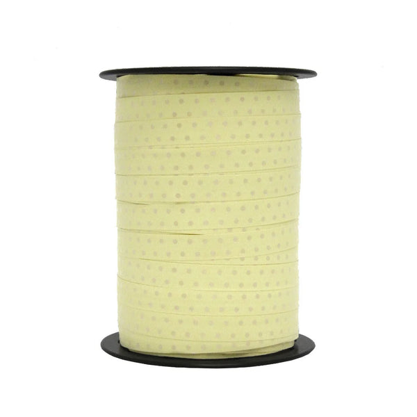 Bolduc pois brillants coloris crème 10 mm 225 m pour emballage cadeau et composition florale