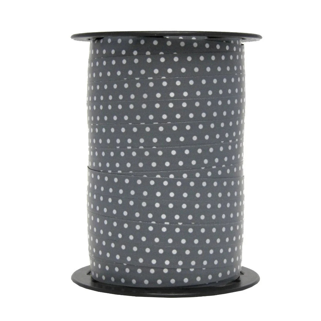 Bolduc pois brillants coloris étain gris 10 mm 225 m pour emballage et décoration boutique