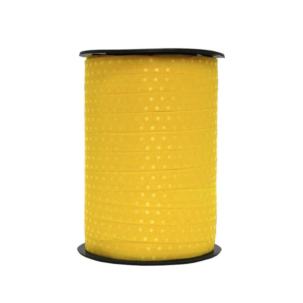 Bobine de bolduc pois brillants jaune 10 mm 225 m pour boutique cadeau et fleuriste