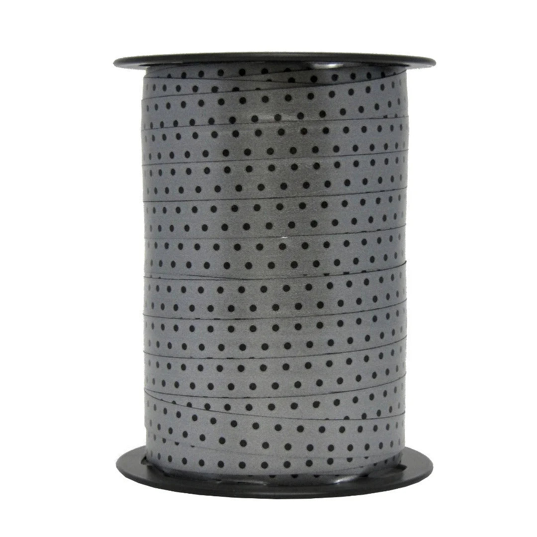Bolduc imprimé pois brillants coloris noir 10 mm bobine 225 m pour emballage professionnel