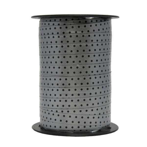 Bolduc imprimé pois brillants coloris noir 10 mm bobine 225 m pour emballage professionnel