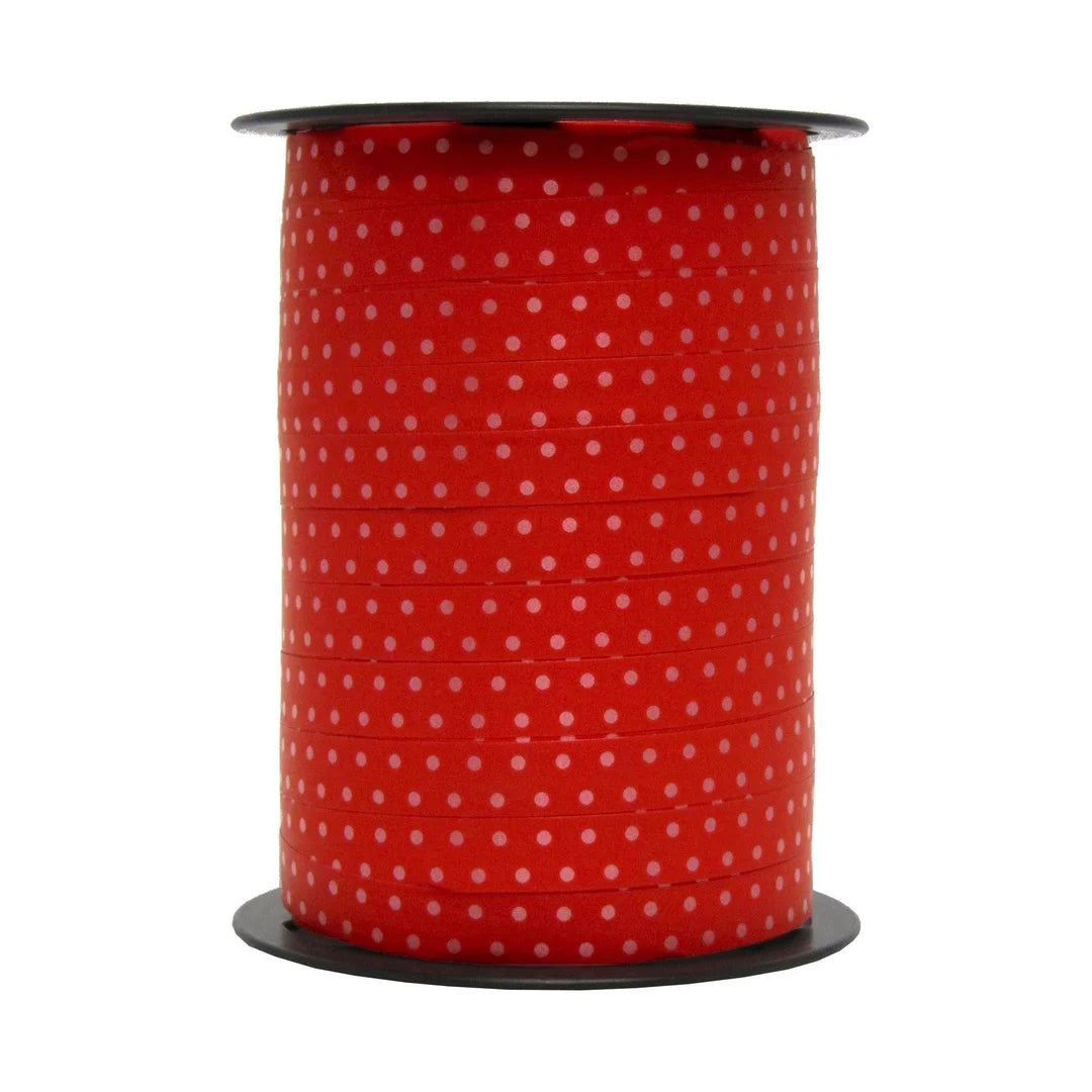 Bolduc pois brillants rouge 10 mm 225 m pour emballage cadeau Noël et Saint-Valentin professionnel