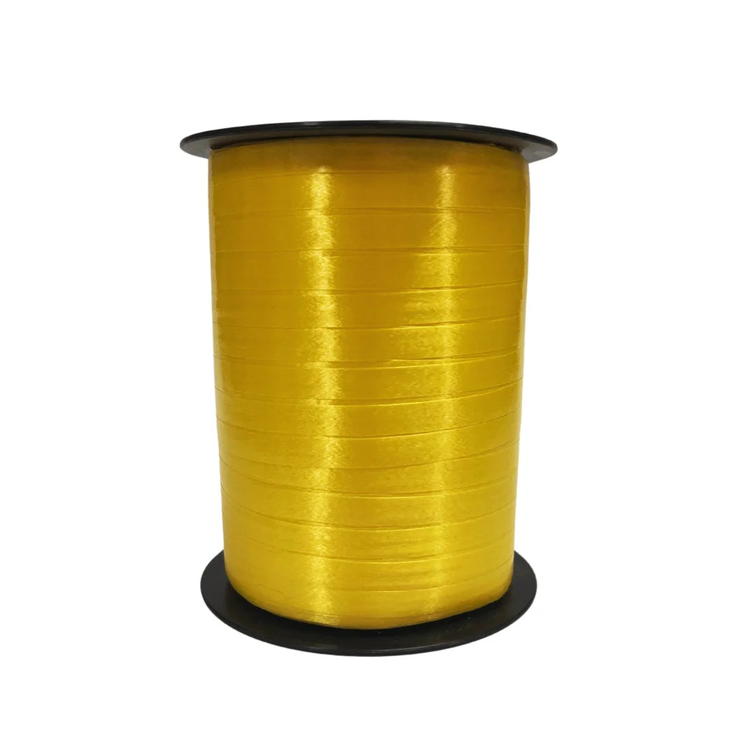 Bobine de bolduc satiné 7 mm × 500 m coloris jaune pour emballage cadeau professionnel