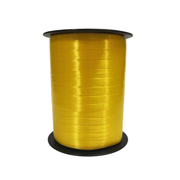 Bobine de bolduc satiné 7 mm × 500 m coloris jaune pour emballage cadeau professionnel