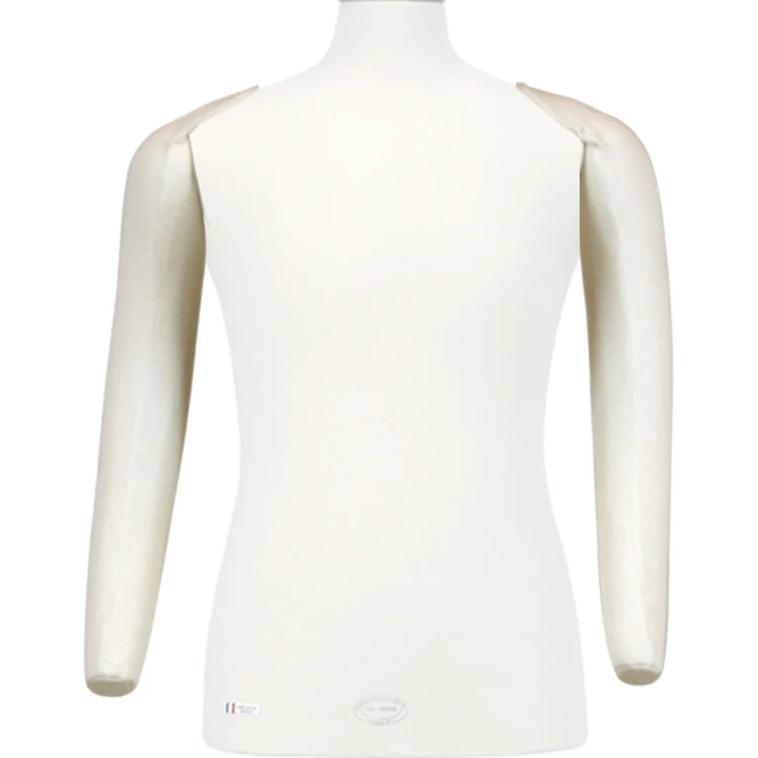 Bras articulés en mousse jersey coton écru pour buste de couture homme Vendôme, fixation par épingles
