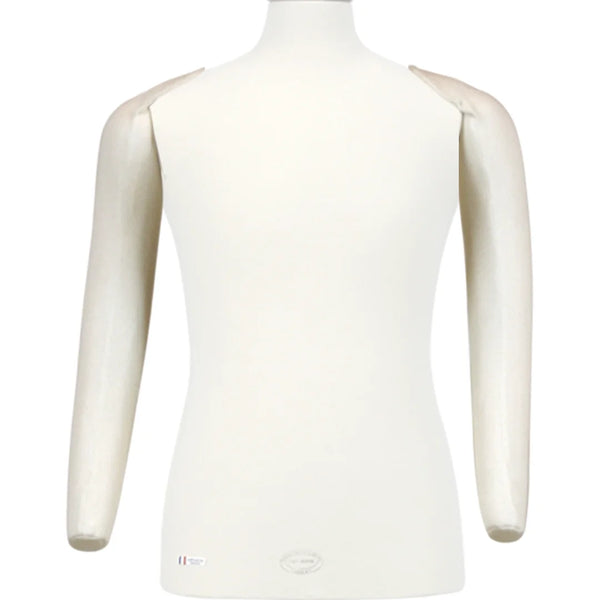 Bras articulés en mousse jersey coton écru pour buste de couture homme Vendôme, fixation par épingles