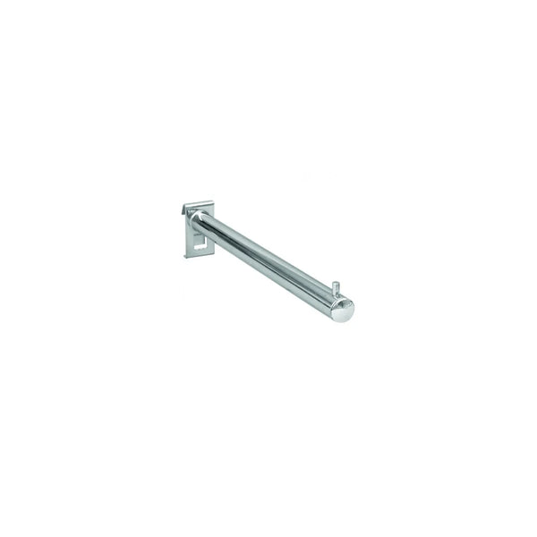 Bras droit chromé 310 mm pour grille tube Ø 25 mm — accroche cintres magasin