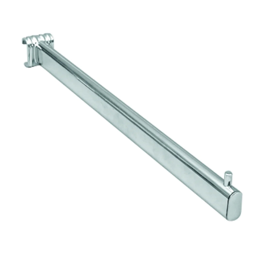 Bras droit chromé 38 cm pour barre rapprochée tube ovale 30×15 mm – accessoire portant magasin
