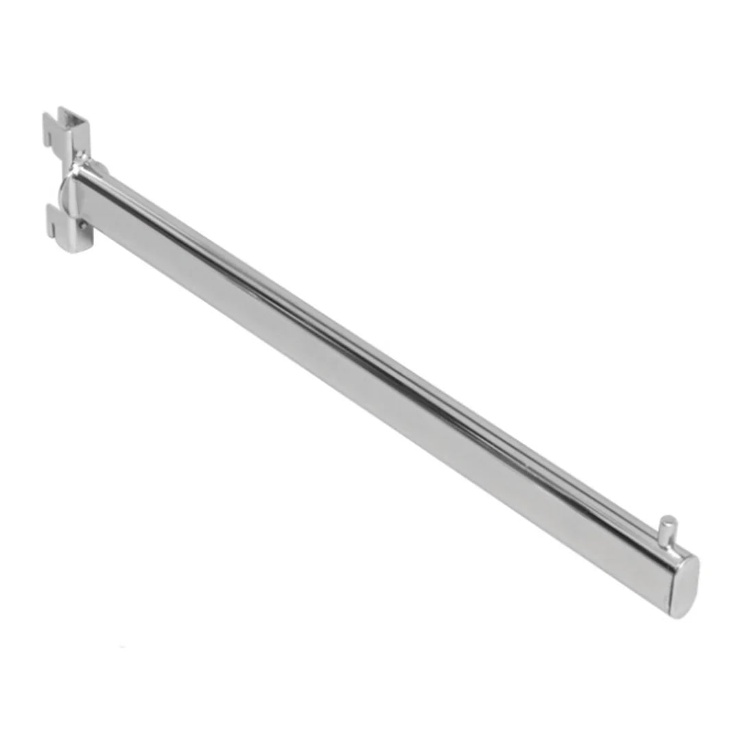 Bras droit pour crémaillère 38 cm en chromé et noir mat, compatible tube ovale 30×15 mm
