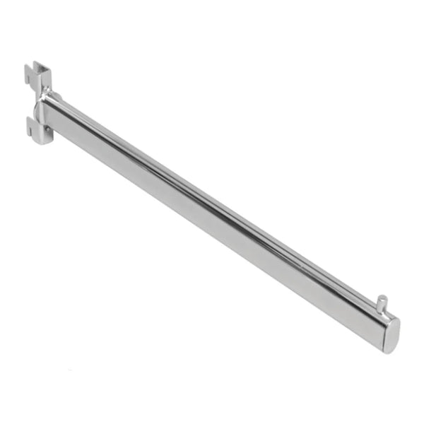 Bras droit pour crémaillère 38 cm en chromé et noir mat, compatible tube ovale 30×15 mm