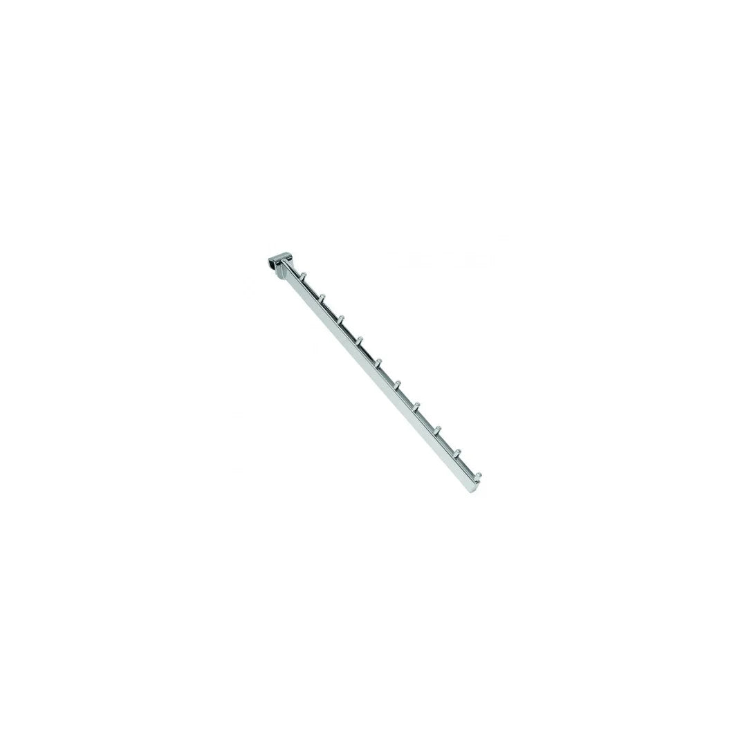 Bras incliné 40 cm pour barre rapprochée, 10 accrochages, finition chromée, accessoire portant magasin