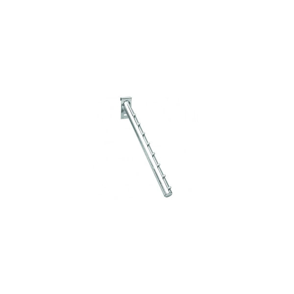 Bras incliné chromé 340 mm pour grille à tube Ø 25 mm – accessoire présentation vêtements boutique