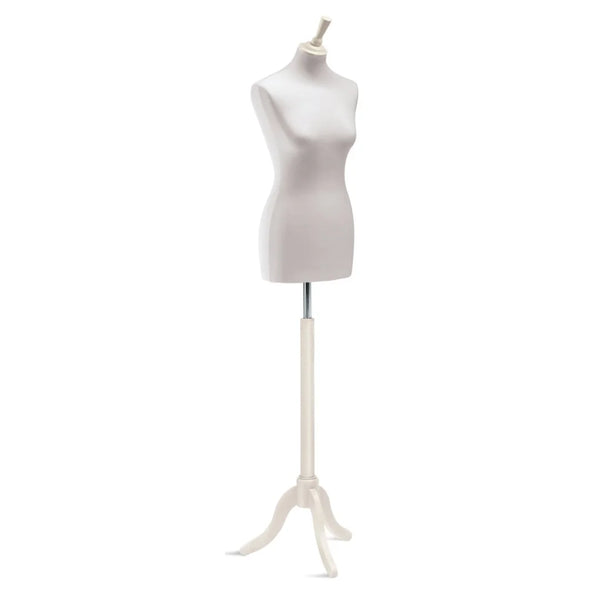 Buste de couture femme Vetrina sur trépied bois finition blanche, pour boutique prêt-à-porter