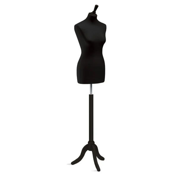 Buste de couture femme Vetrina sur trépied bois finition noire, usage magasin et concept store