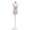 Buste de couture femme Vetrina blanc sur base ronde blanche, revêtement lycra, pour vitrine prêt-à-porter