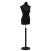 Buste mannequin femme Vetrina coloris noir sur base ronde noire, usage professionnel boutique et showroom