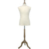 Buste de couture homme Vendôme avec trépied bois naturel et housse jersey écru, pour boutique de mode masculine