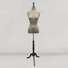 Buste de couture professionnel toile bisonne gris avec trépied bois pour vitrine ou showroom
