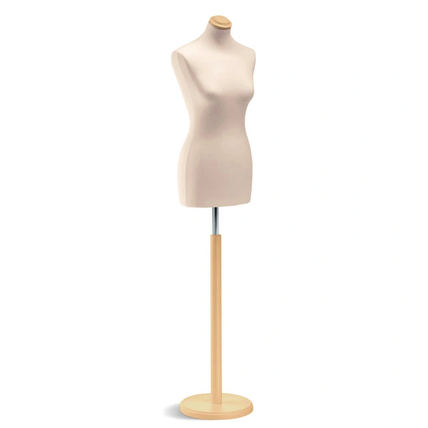 Buste de couture Vetrina femme sur base ronde disponible en trois couleurs pour vitrine