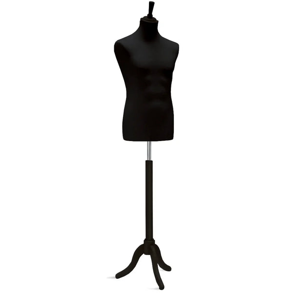 Buste de couture homme trépied bois noir – vitrine et showroom prêt-à-porter
