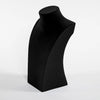 Buste présentoir à bijoux floqué velours noir 24 cm pour colliers, vue de face
