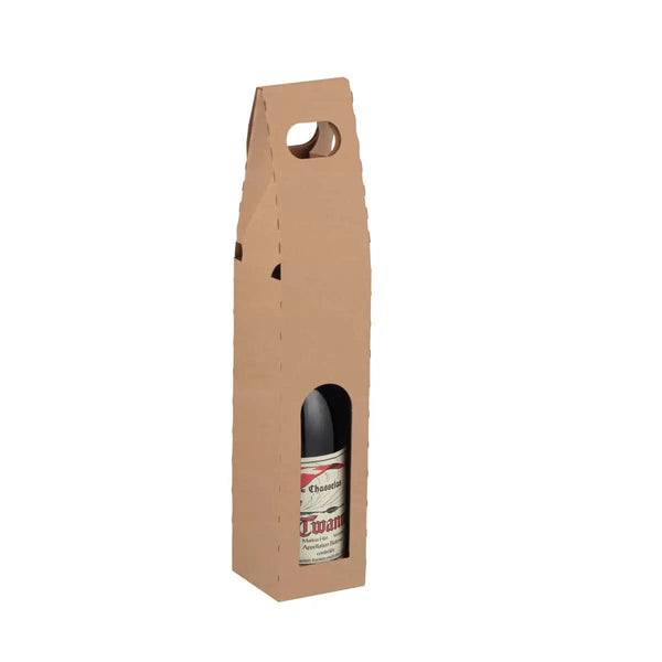 carton portatif pour bouteilles disponible en 2 couleurs et 3 formats, robuste et élégant, idéal cavistes, épiceries fines et coffrets cadeaux