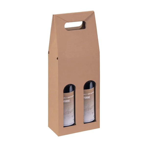 carton portatif pour bouteilles disponible en 2 couleurs et 3 formats, robuste et élégant, idéal cavistes, épiceries fines et coffrets cadeaux