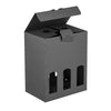 carton portatif noir pour petites bouteilles, emballage élégant et pratique, disponible en 2 formats, idéal brasseurs, cavistes, épiceries fines et coffrets cadeaux