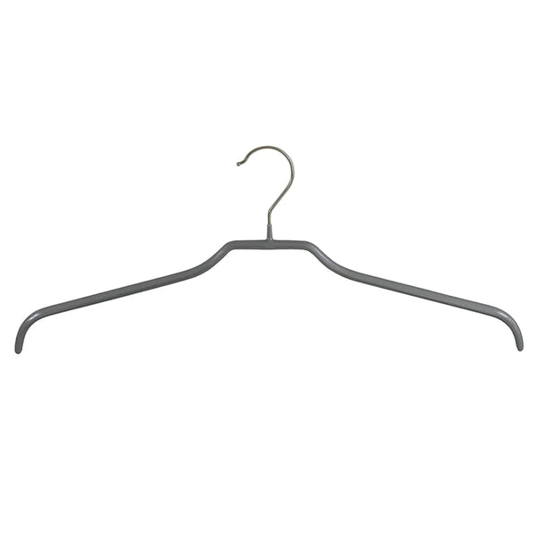 Détail des épaules 11 mm du cintre silhouette métal noir anti-glisse pour magasin de vêtements