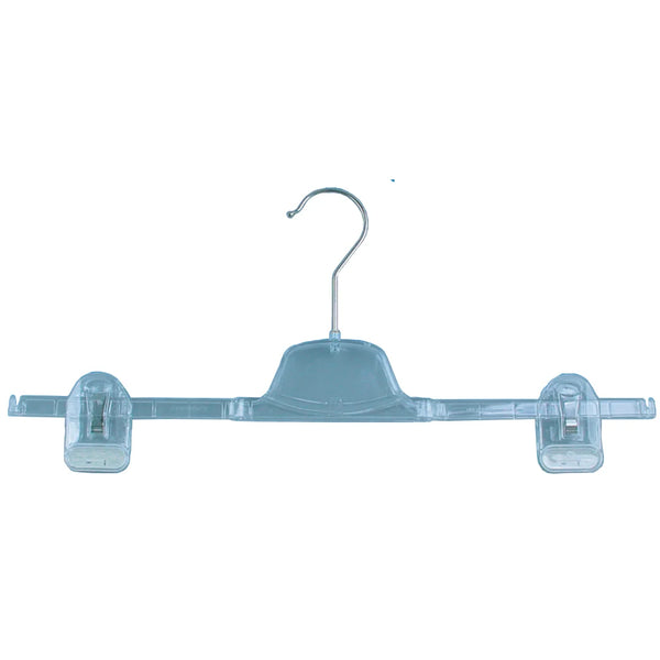 Cintre à pinces en plastique recyclé transparent, disponible en 28 et 40 cm, pour boutique et pressing professionnel