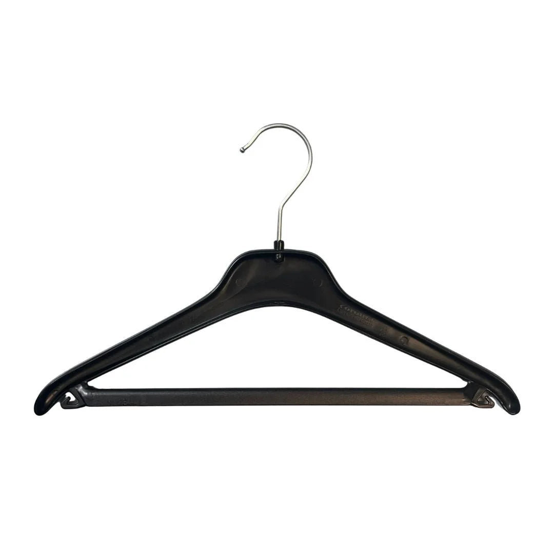 Cintre plastique 100 % recyclé noir 34 cm pour vêtements enfant et petites tailles, usage professionnel magasin