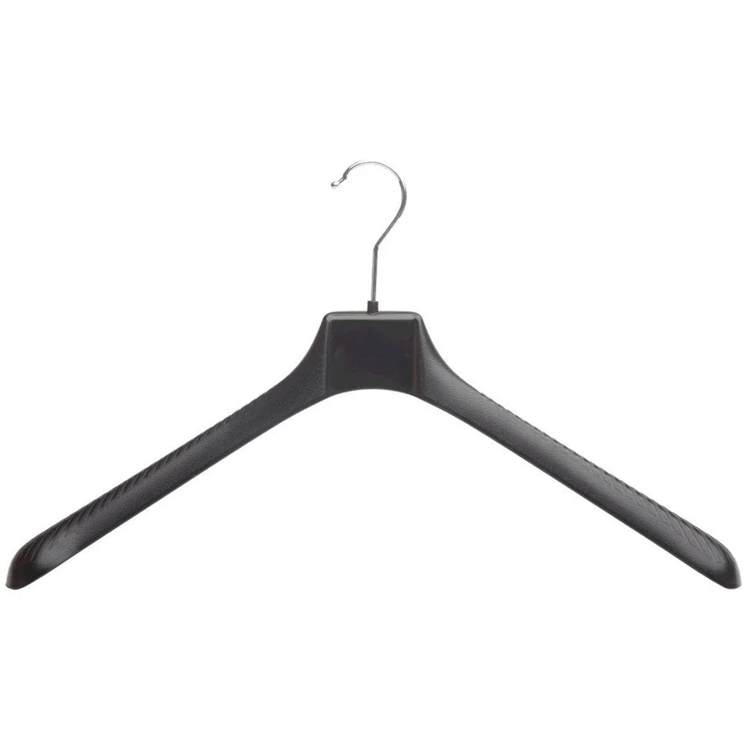 Cintre en plastique recyclé noir mat, disponible en 45 et 50 cm, pour magasin de vêtements professionnel