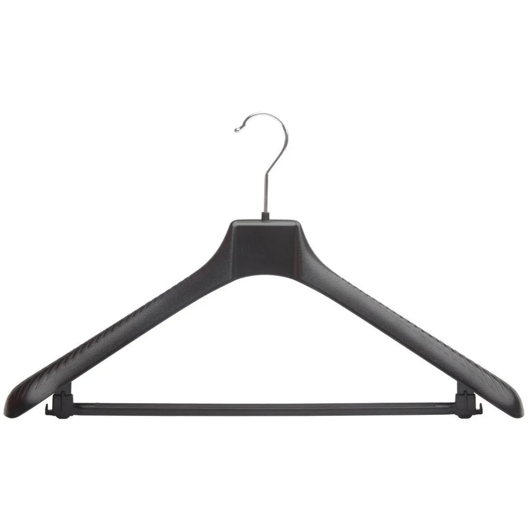 Cintre professionnel en plastique recyclé noir avec barre antiglisse, disponible en 45 et 50 cm