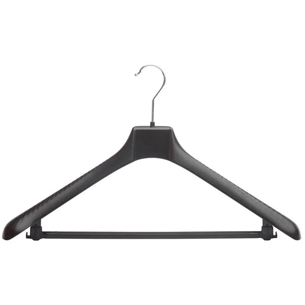 Cintre professionnel en plastique recyclé noir avec barre antiglisse, disponible en 45 et 50 cm