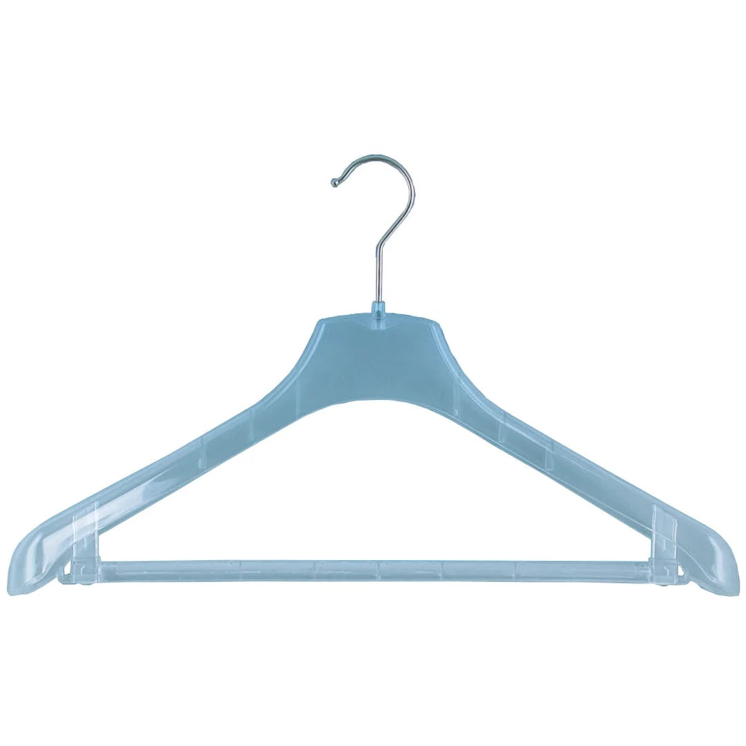 Cintre en plastique recyclé transparent translucide 49 cm pour magasin et boutique professionnelle