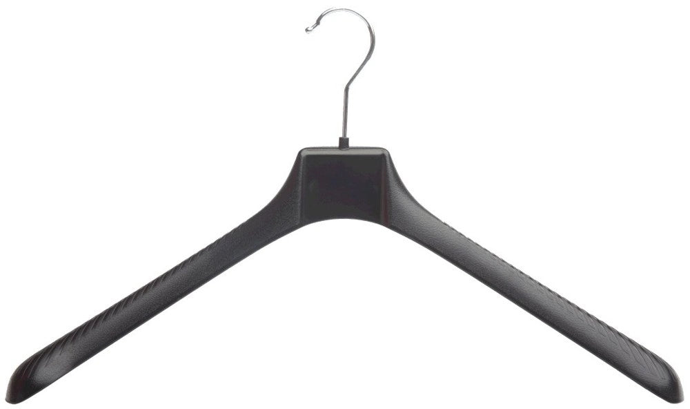 Cintre noir en plastique recyclé 45 ou 50 cm – robuste, écologique et idéal pour vêtements en boutique