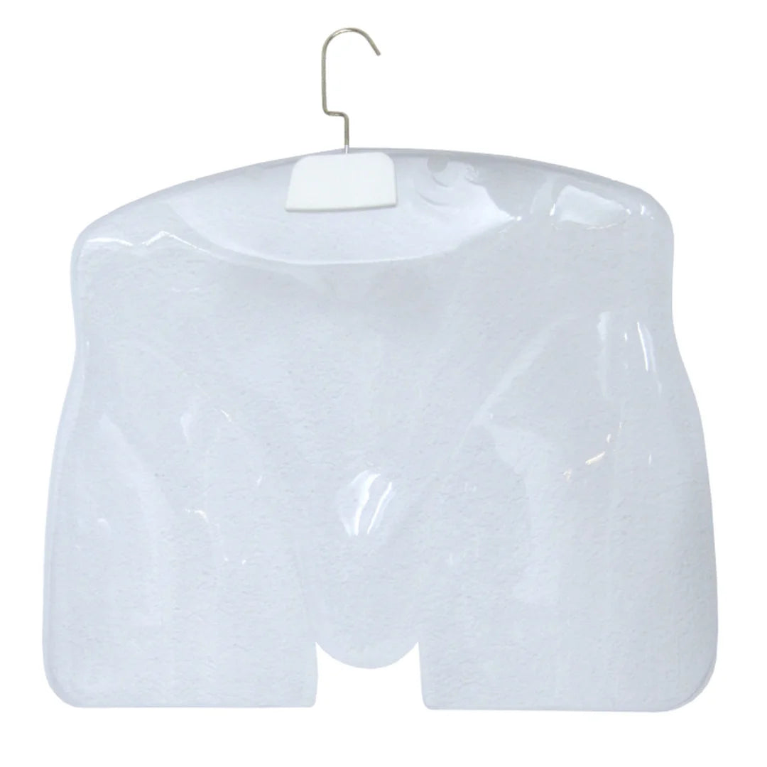 Cintre silhouette hanche homme en plastique transparent avec crochet métal tournant, pack de 10 pièces