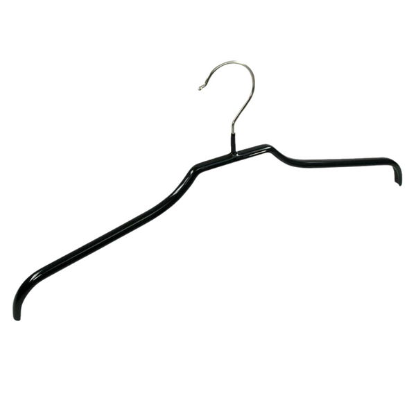 Cintre silhouette métal noir anti-glisse épaules 11 mm pour présentation vêtements en boutique