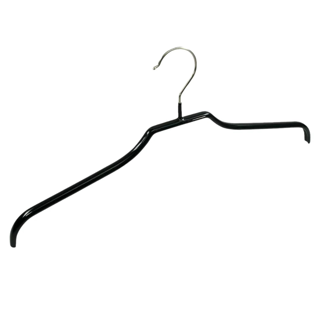 Cintre professionnel silhouette métal anti-glisse noir 40 ou 46 cm pour prêt-à-porter