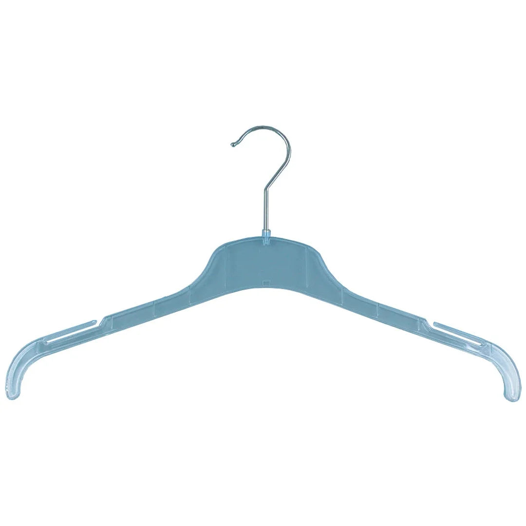 Cintre transparent professionnel pour magasin, disponible en 26 à 47 cm, plastique recyclé et crochet métal