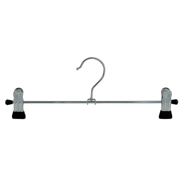 Cintres à pinces en métal chromé pour magasin, 5 largeurs de 12 à 40 cm, pinces antidérapantes noires