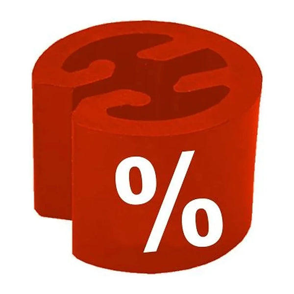 Clip bague ronde rouge avec impression % pour cintre, Ø 12 mm, sachet de 50 pièces
