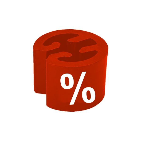 Clip bague ronde rouge pour cintre avec impression % pour repérage des promotions