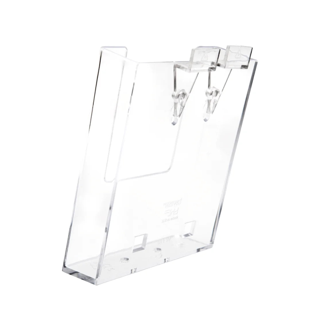 Clips de fixation acryliques pour bacs de présentation professionnels sur panneaux rainurés