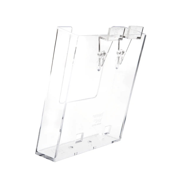 Clips de fixation acryliques pour bacs de présentation professionnels sur panneaux rainurés