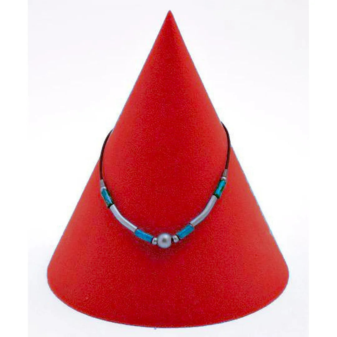 Cône de présentation bijoux en mousse floquée velours, disponible en noir et rouge, Ø 20 x H 21 cm