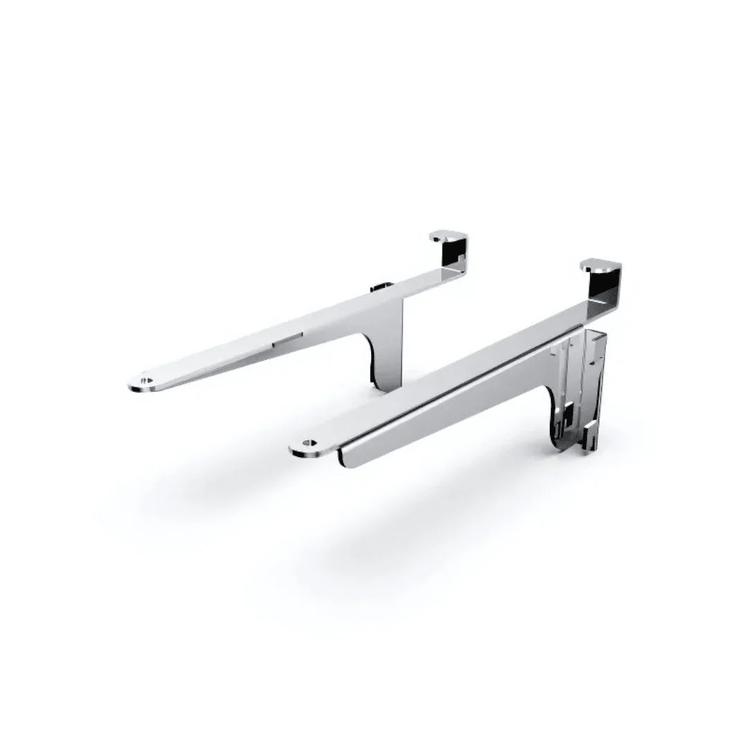 Paire de consoles 260 mm à accroche inversée pour tablette bois 22 mm, système PaginePali41, finition chromée