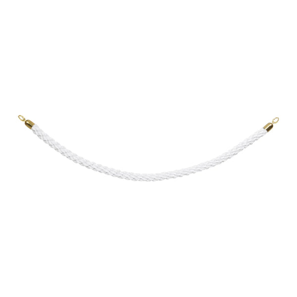 Détail embout doré de la corde tressée nylon blanche pour système de guidage professionnel