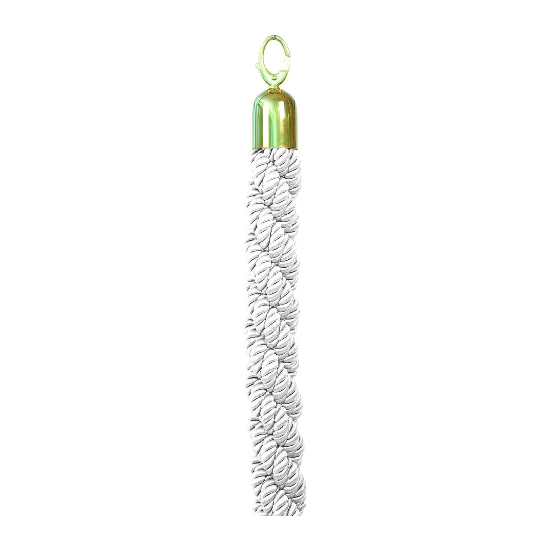 Corde tressée blanche avec embouts dorés pour poteau d'accueil classique, longueur 150 cm